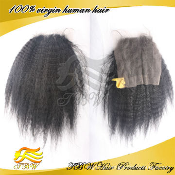 Cabelo indiano de moda virgem Kinky reta Lace encerramento